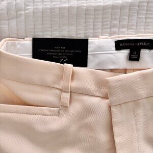 NWT Banana Republic High Rise Straight Dress Pants Winter White/Cream Sz10